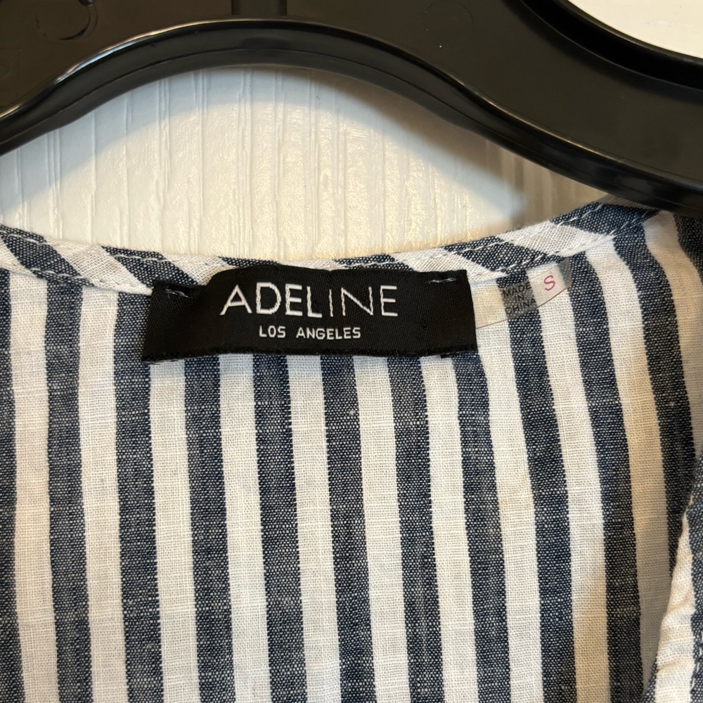 ADELINE Blue and White Striped Blouse with Floral Embroidery - Picture 6 of 12